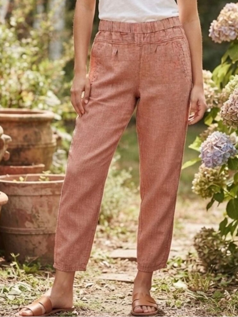 Anthropologie Hei Hei Francois
100% Linen Tapered Jogger Pants Coral Rust SZ XS